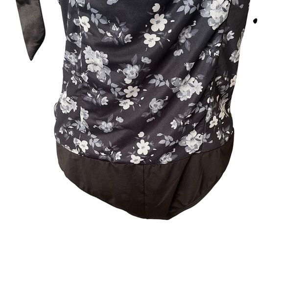 NWT Lulu's Womens XL Bodysuit Tank Top Tie Straps Black Gray Floral Thong Snap - Picture 12 of 13